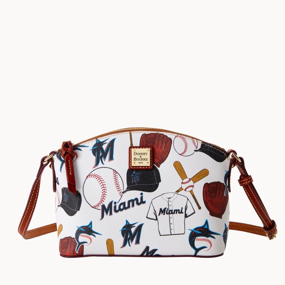 NWT MLB Miami Marlins Italian Leather Suki Crossbody Bag Purse
